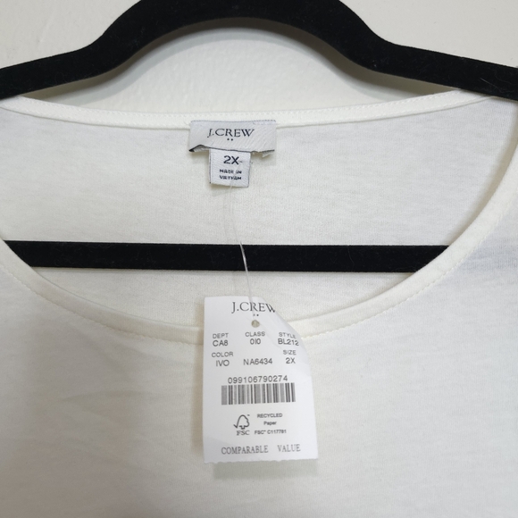 NWT J.Crew Ruffle-Shoulder Top NWT 2X Ivory Plaid Jacquard Bubble Sleeves - Picture 7 of 10